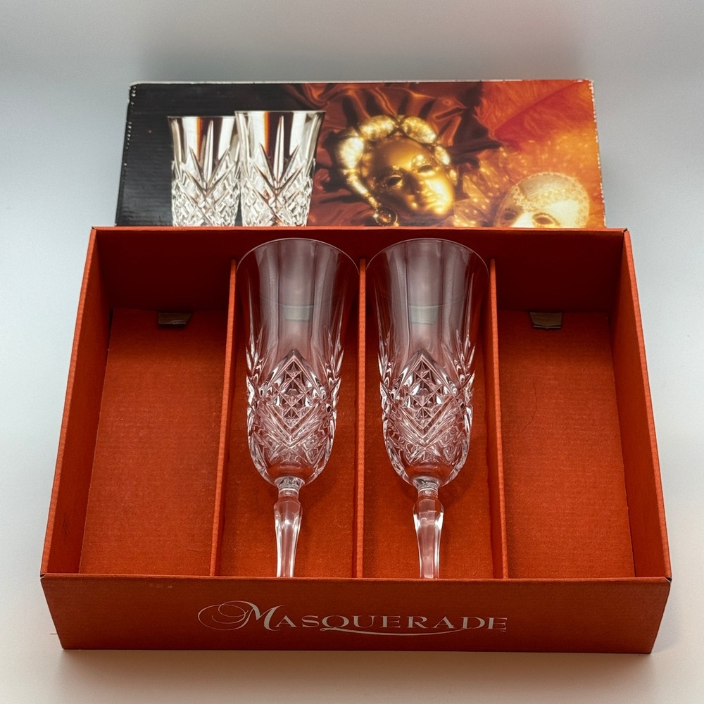 Champagne Flutes Set of 2 Crystal Masquerade Cristal dArques Vintage France